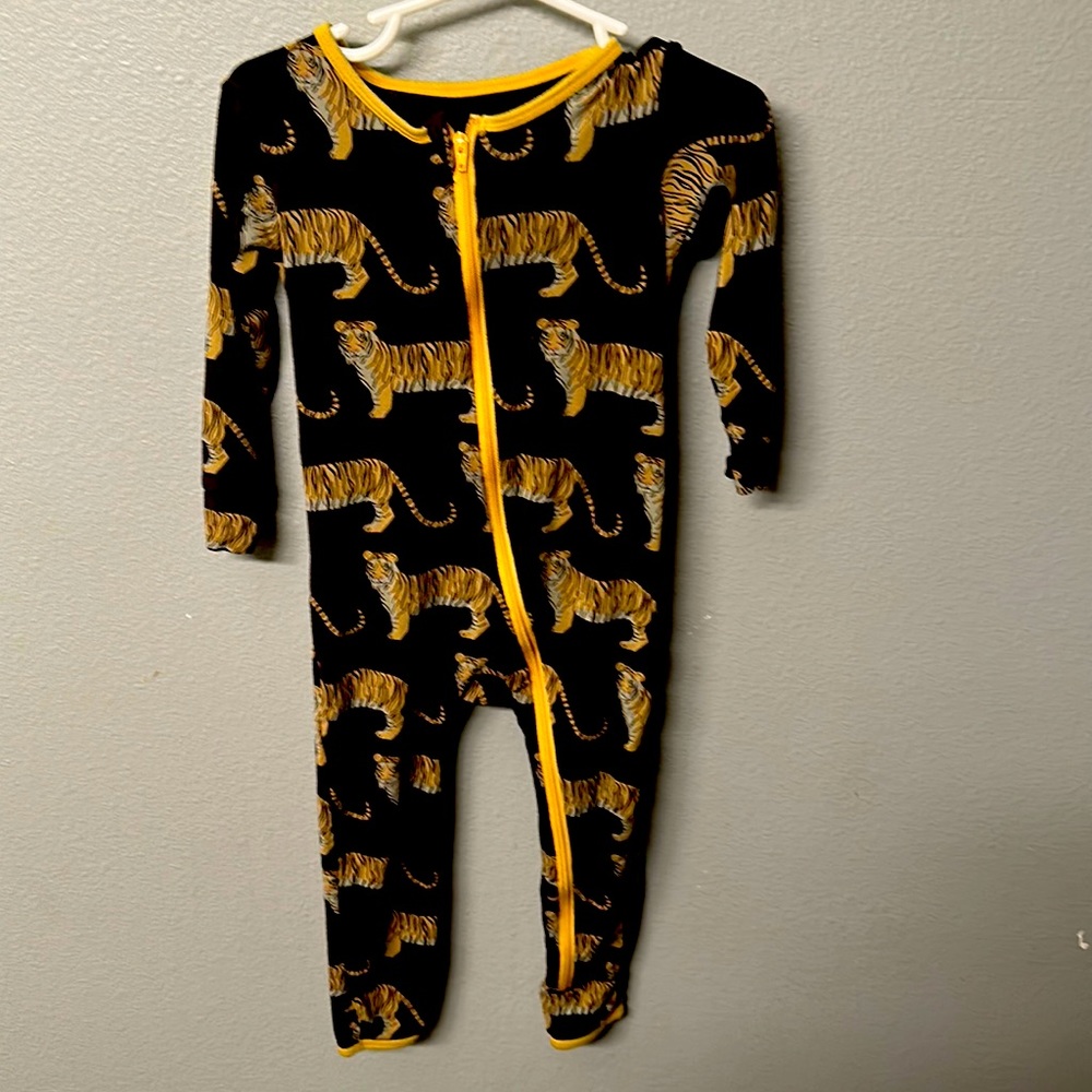 Kickee Pants Little Boys Print Coverall with Zipper - Zebra Tiger, 2T